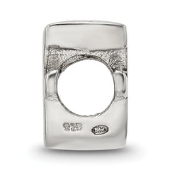 Sterling Silver 925 Script F Bead with Polished Finish Solid Cast Design