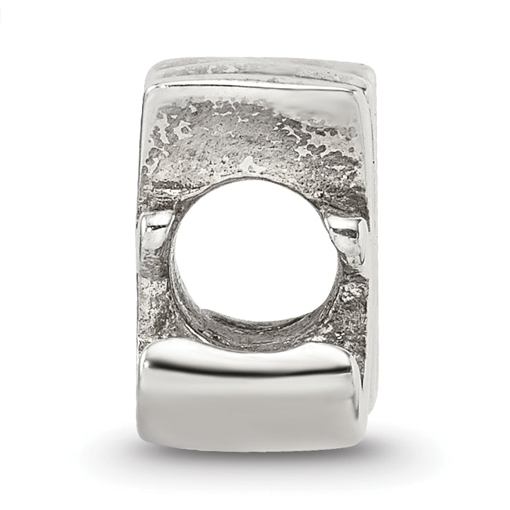 Sterling Silver 925 Script Letter H Bead with Polished Finish Solid Elegant Design