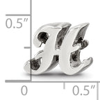 Sterling Silver 925 Script Letter H Bead with Polished Finish Solid Elegant Design