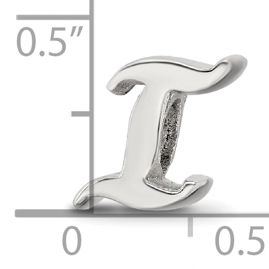 Sophia Jewelers Polished Sterling Silver 925 Letter I Bead  Elegant Script Design