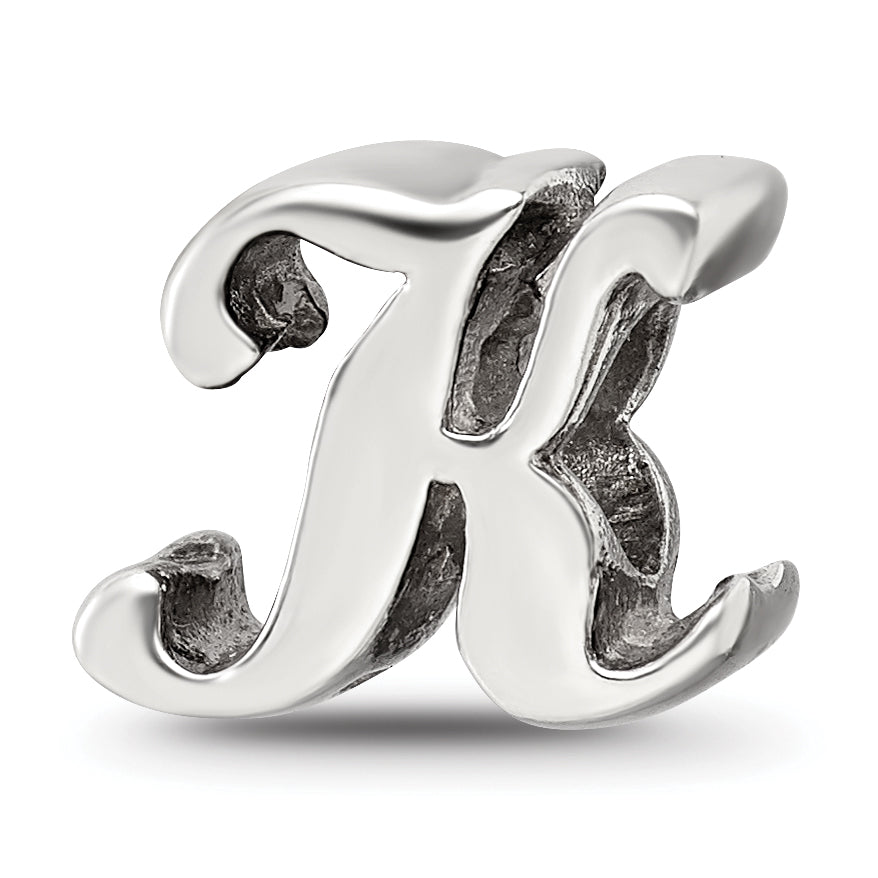 Sterling Silver Reflections Letter K Script Bead Main image