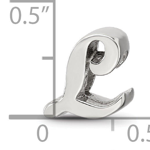 Sterling Silver 925 Script Letter L Bead with Polished Finish