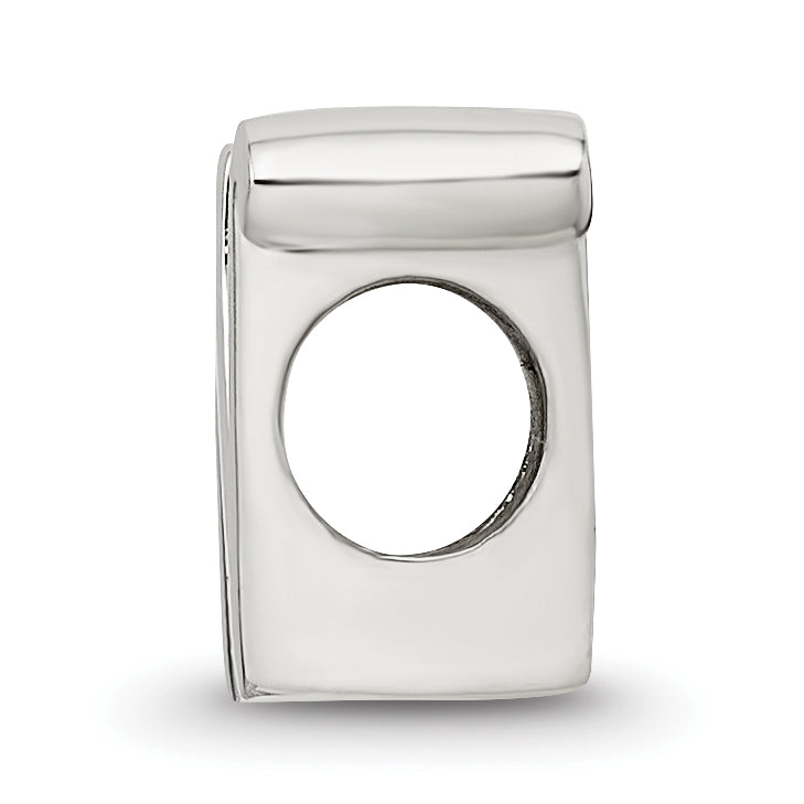 Sterling Silver 925 Script Letter N Bead with Polished Finish