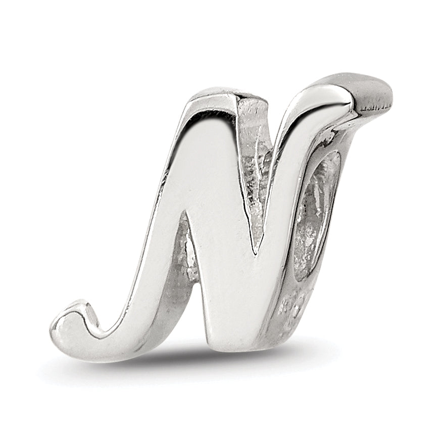 Sterling Silver Reflections Letter N Script Bead Main image
