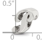 Sterling Silver 925 Script Letter P Bead with Polished Finish