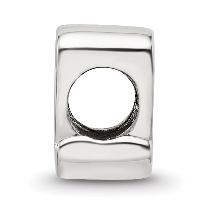 Sterling Silver 925 Script Letter Q Bead with Polished Finish