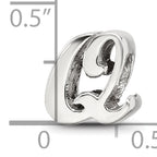 Sterling Silver 925 Script Letter Q Bead with Polished Finish