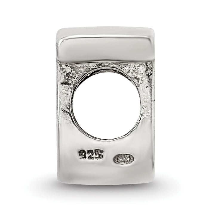 Sterling Silver 925 Script T Bead with Polished Finish
