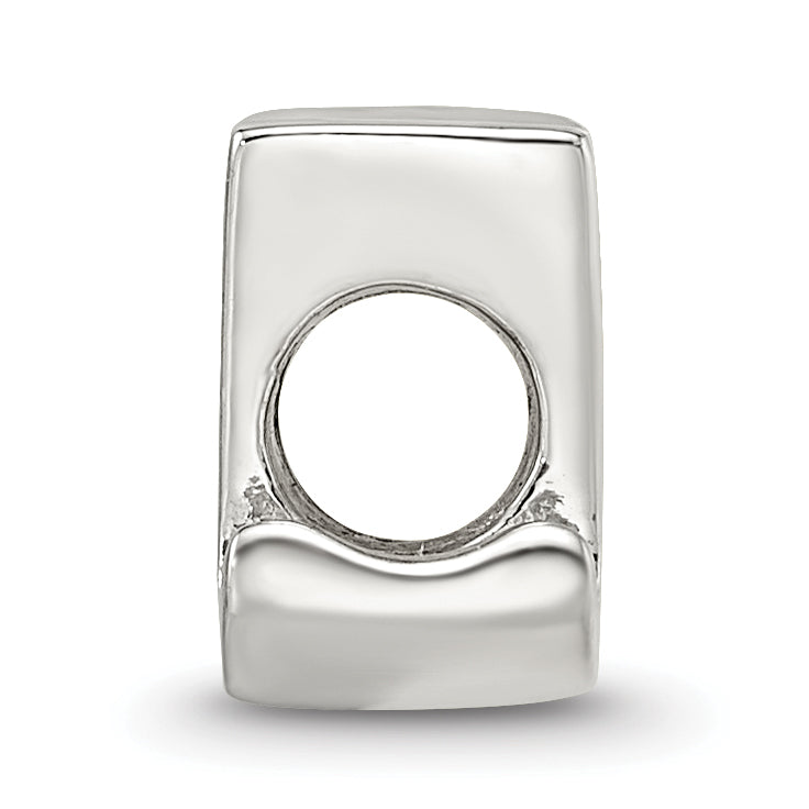 Sterling Silver 925 Script Letter U Bead with Polished Finish