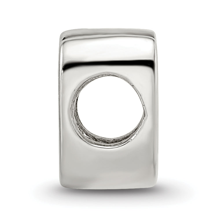 Sterling Silver 925 Letter V Script Bead with Polished Finish