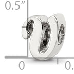 Sterling Silver 925 Letter V Script Bead with Polished Finish