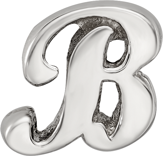 Sterling Silver Script Letter B Bead with Polished Finish Elegantly Crafted