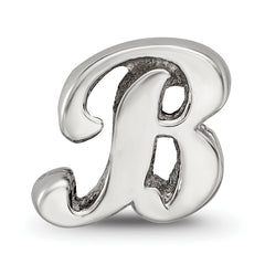 Sterling Silver Script Letter B Bead with Polished Finish Elegantly Crafted