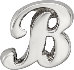 Sterling Silver Script Letter B Bead with Polished Finish Elegantly Crafted