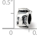 Sterling Silver 925 Antiqued Alphabet Bead with Letter I, Casted Solid Design