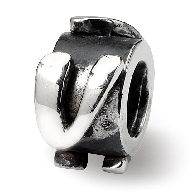 Sterling Silver Reflections Letter V Message Bead Main image