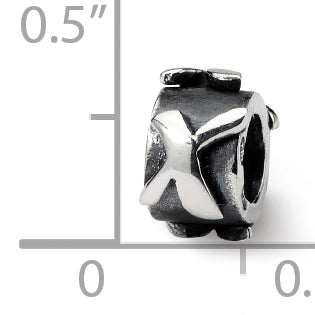 Sterling Silver 925 Antiqued Letter X Bead Solid Casted for Custom Jewelry