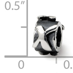 Sterling Silver 925 Antiqued Letter X Bead Solid Casted for Custom Jewelry