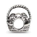 Sterling Silver 925 Easter Basket Bead with Antiqued Finish