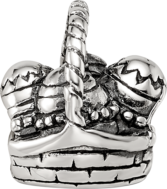 Sterling Silver 925 Easter Basket Bead with Antiqued Finish