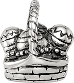 Sterling Silver 925 Easter Basket Bead with Antiqued Finish