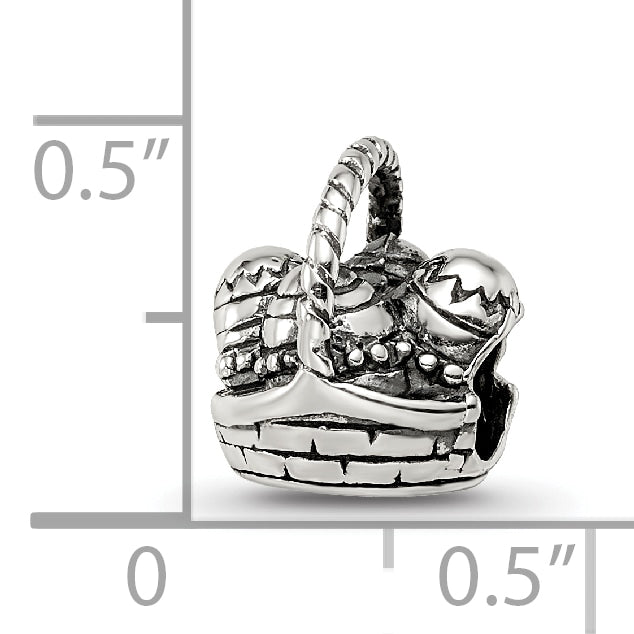 Sterling Silver 925 Easter Basket Bead with Antiqued Finish