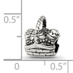 Sterling Silver 925 Easter Basket Bead with Antiqued Finish