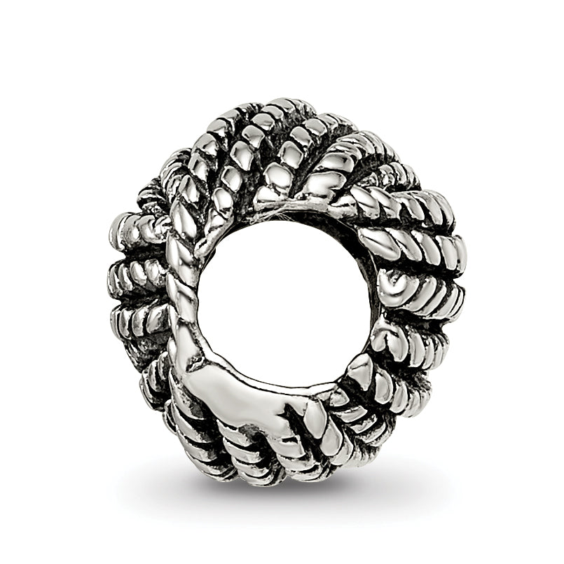 Sterling Silver 925 Yarn Ball Bead with Antiqued Finish Solid Design