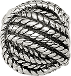 Sterling Silver 925 Yarn Ball Bead with Antiqued Finish Solid Design