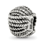 Sterling Silver 925 Yarn Ball Bead with Antiqued Finish Solid Design