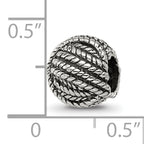 Sterling Silver 925 Yarn Ball Bead with Antiqued Finish Solid Design