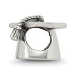 Sterling Silver 925 Antiqued Graduation Cap Bead  Solid Casted Commemorative Charm