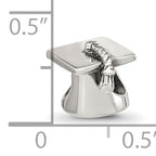 Sterling Silver 925 Antiqued Graduation Cap Bead  Solid Casted Commemorative Charm