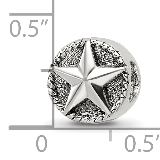 Sterling Silver 925 Antiqued Star Bead Solid Casted Themed Design
