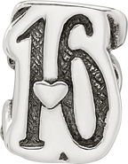 Sterling Silver 925 Sweet 16 Bead with Antiqued Finish Solid Cast