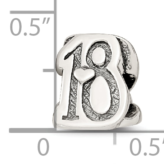 Sterling Silver 925 Sweet 18 Bead with Antiqued Finish Solid Refined Design