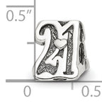 Sterling Silver 925 Sweet 21 Bead with Antiqued Finish  Solid and Gift Ready