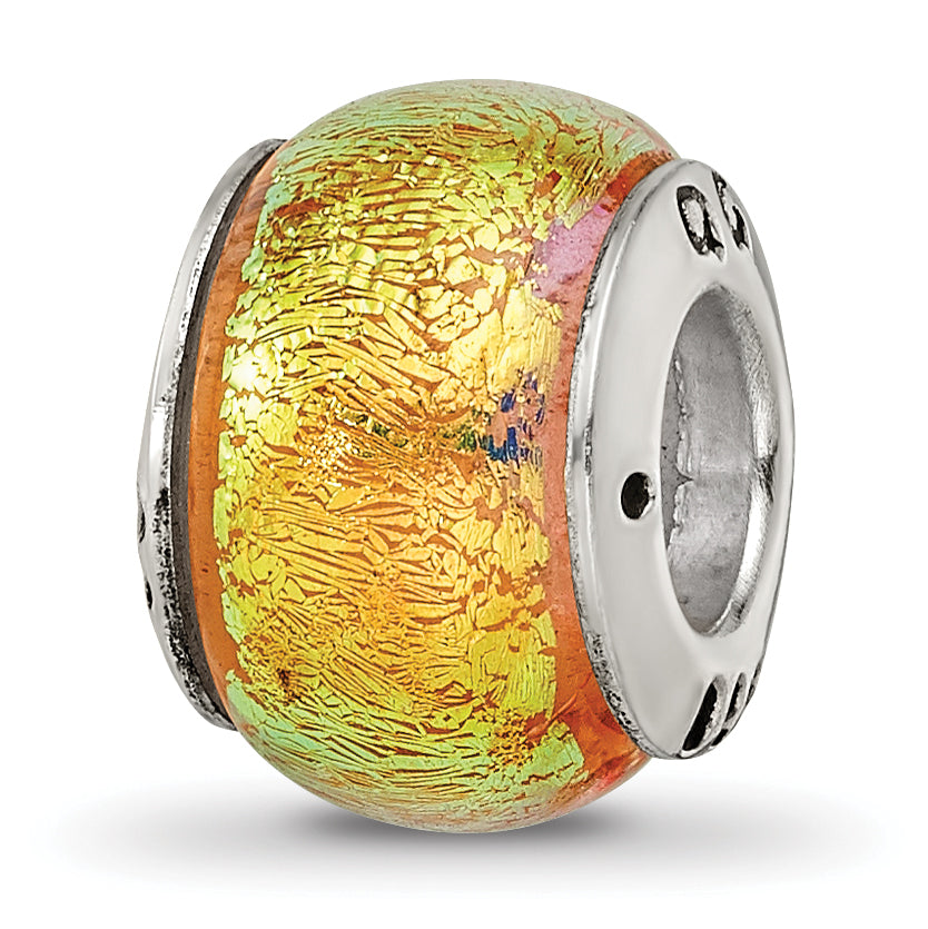 Sterling Silver Reflections Yellow Dichroic Glass Bead Main image
