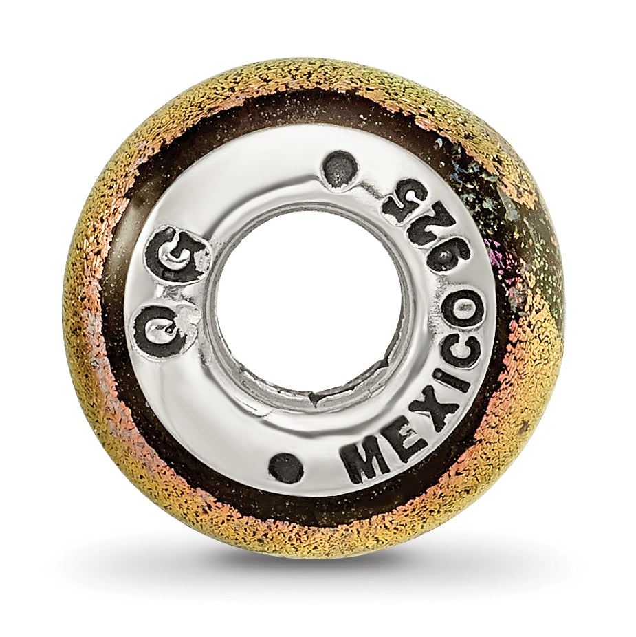 Sterling Silver 925 Pink Dichroic Glass Bead with Antiqued Finish Elegant Design Secondary image