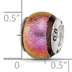 Sterling Silver 925 Pink Dichroic Glass Bead with Antiqued Finish Elegant Design