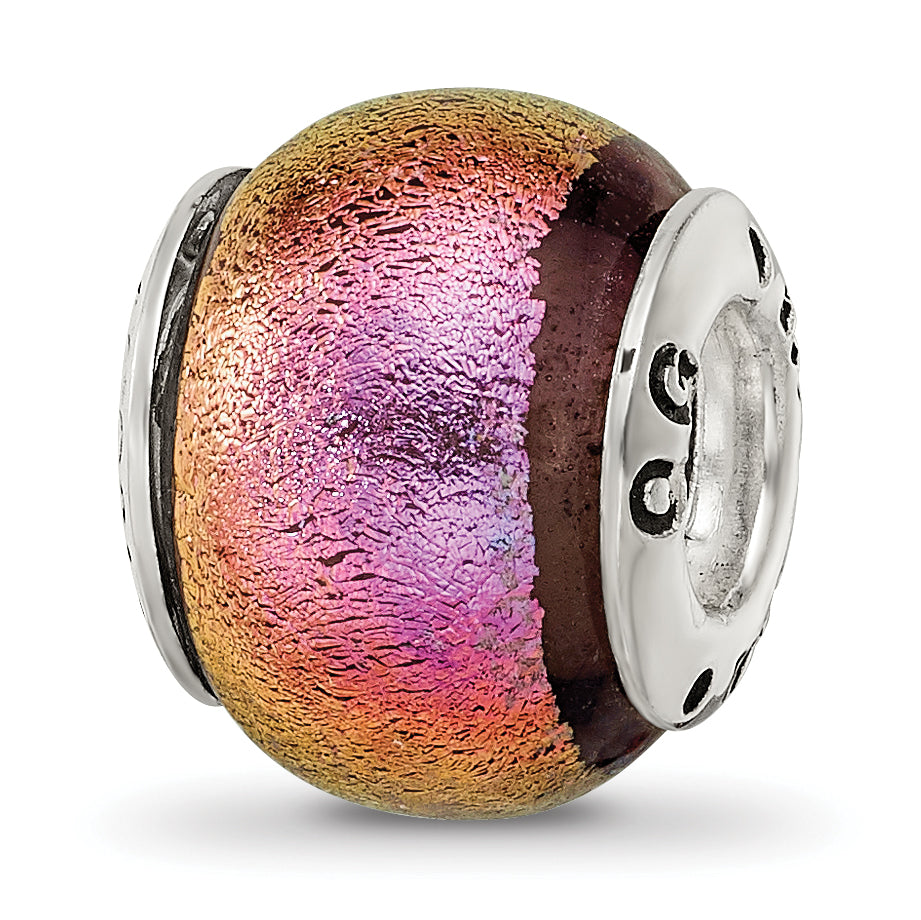 Sterling Silver Reflections Pink Dichroic Glass Bead Main image