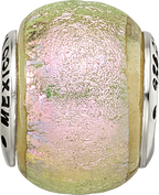 Sophia Jewelers Sterling Silver Pink Dichroic Glass Bead with Antiqued Finish