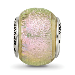 Sterling Silver Reflections Pink Dichroic Glass Bead