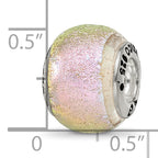 Sophia Jewelers Sterling Silver Pink Dichroic Glass Bead with Antiqued Finish