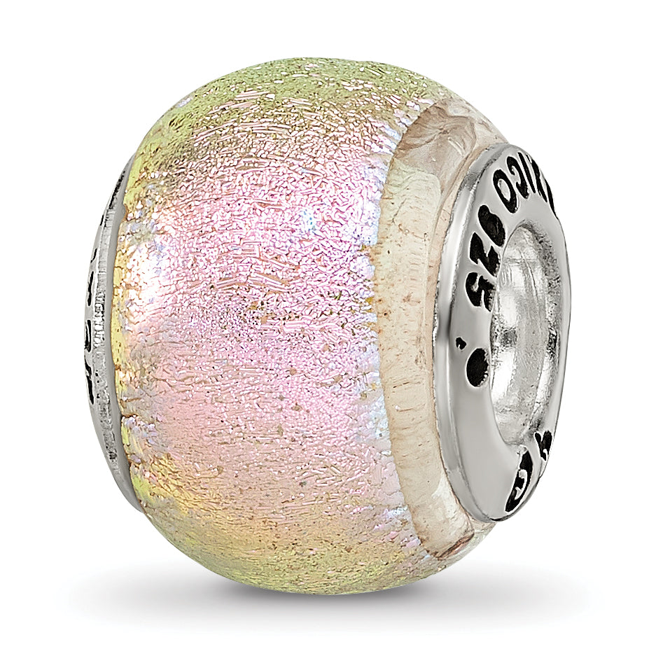 Sterling Silver Reflections Pink Dichroic Glass Bead Main image