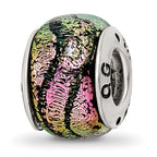 Sterling Silver Reflections Pink Dichroic Glass Bead