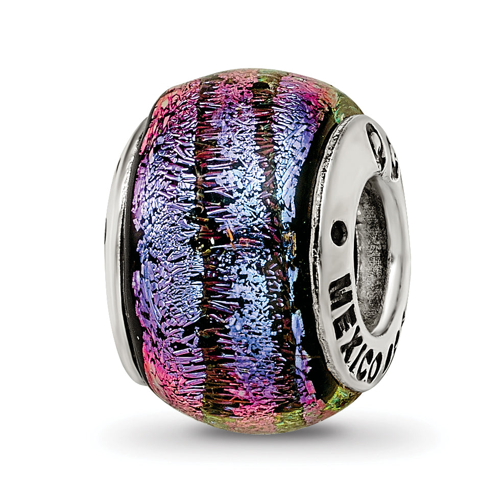 Sterling Silver Reflections Purple Dichroic Glass Bead Main image