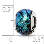 Sterling Silver 925 Green Dichroic Glass Bead with Antiqued Finish