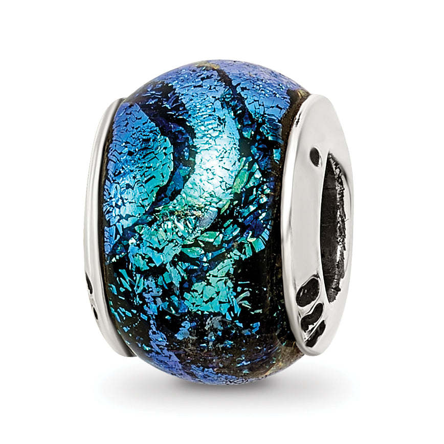 Sterling Silver Reflections Green Dichroic Glass Bead Main image