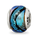 Sterling Silver Reflections Blue Dichroic Glass Bead